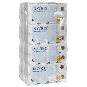 NORD Profi Line Comfort kistekercses toalettpapír 3 rétegű fehér 250 lapos 8x 8 tekercs (1 zsák)