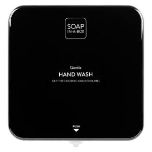 Soap-In-A-Box fényes fekete szappan adagoló, előlap