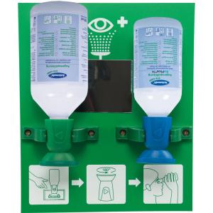 Actiomedic EYE CARE Double II fali szemkimosó állomás 1 x 500 ml 0.9% nátrium-klorid oldattal + 1 x 