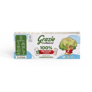 Lucart GRAZIE NATURAL Papírzsebkendő 4 rétegű 10x9 szál/csomag