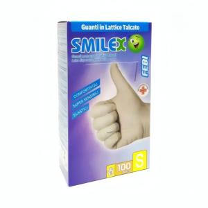 Berica Smilex febi egyszerhasználatos latex fehér vizsgálókesztyű S, 100 db / doboz