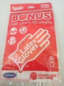 Bonus Gumikesztyű Latex puder mentes piros  \"M\"  méret 1 pár