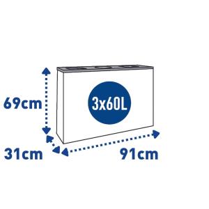 EKO rozsdamentes horganyzott acél szelektív szemetes 3 részes 3x60L