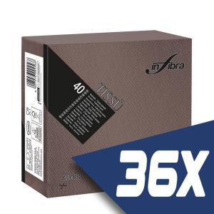 Infibra Szalvéta 38x38cm Csokoládébarna 2 réteg 40 lap/csomag (36 csomag)