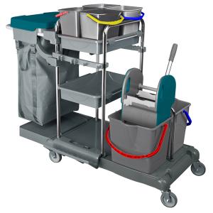 Kombi takarítókocsi műanyag+ krómvázas 2x18literes + 4x5literes vödör