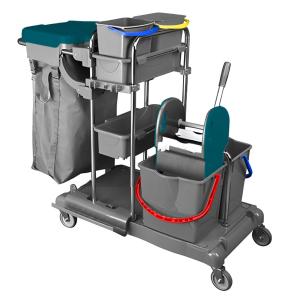 Kombi takarítókocsi műanyag + krómvázas 2x18literes + 2x5literes vödör