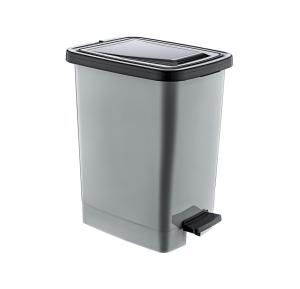 Slim Műanyag pedálos szemetes, ezüst/szürke, belső vödörrel 25L