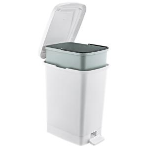 Slim Műanyag pedálos szemetes, fehér, belső vödörrel 15L