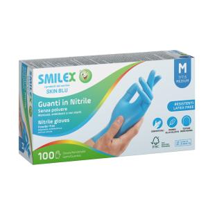 Berica Smilex Skin Blue egyszerhasználatos nitril kék vizsgálókesztyű S, 100 db / doboz