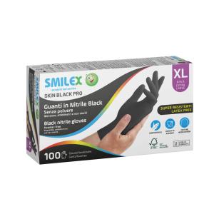 Berica Smilex Skin Black egyszerhasználatos nitril fekete vizsgálókesztyű XL, 100 db / doboz