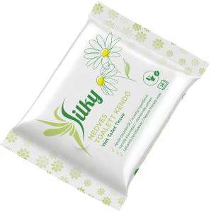 Silky Toalett 40 lapos 100% lebomló nedves toalettkendő kamilla, körömvirág és aloe vera kivonattal