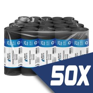 Szemeteszsák fekete 50x50 12mikron 25L 20db/tekercs (50 tekercs)