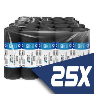 Szemeteszsák fekete 60x70 15mikron 60L 20db/tekercs (25 tekercs)