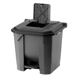 Planet Szelektív hulladékgyűjtő konténer, műanyag, pedálos, antracit/fekete, 30L