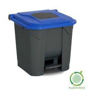 Planet Szelektív hulladékgyűjtő konténer, műanyag, pedálos, antracit/kék, 30L