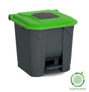 Planet Szelektív hulladékgyűjtő konténer, műanyag, pedálos, antracit/zöld, 30L