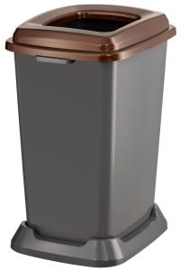 Planet Szelektív hulladékgyűjtő konténer, műanyag, nyitott fedeles, barna, 50L