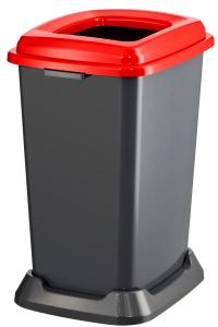 Planet Szelektív hulladékgyűjtő konténer, műanyag, nyitott fedeles, piros, 50L
