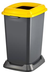 Planet Szelektív hulladékgyűjtő konténer, műanyag, nyitott fedeles, sárga, 50L