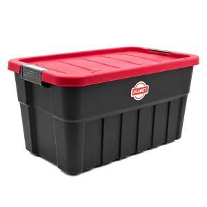 Planet műanyag tárolódoboz, csattal, kerékkel, fekete/piros 30L
