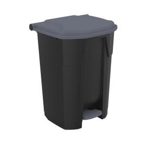 Uctem szelektív hulladékgyűjtő konténer, műanyag, pedálos, fekete/szürke 50L